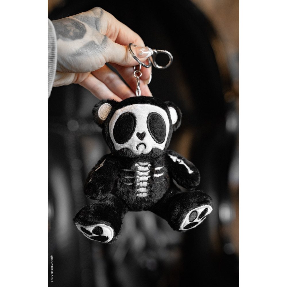 Vampire Freaks - Grumpy Bones Bear Plush 3D Keychain - Black/White